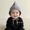Gorro de Punto Estilo Coreano para Bebé con Protección para las Orejas para Niños y Niñas, Gorro de Duende Rojo de Invierno para Bebés, Gorro de Punto Cálido con Lazos