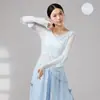 Top de Danza con Manga de Patchwork de Malla Suelta para Mujer, Fluido, para Práctica de Baile de Modelado Corporal Chino Clásico Moderno para Adultos