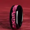 Anillo de Moda Personalizado con Parche de Pétalo de Flor de Durazno Nuevo Transfronterizo Acero Inoxidable Joyería al por Mayor Flor de Durazno Negra