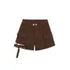 Garota Sexy e Quente Mostra Pernas Longas Shorts Cargo Jeans Feminino Dois Botões 2025 Alças Verão Cintura Alta Linha A Hot Pants