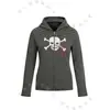 Cárdigan con capucha a rayas Y2K Millennial Hot Girl con estampado de calavera y estrella oscura, Chaqueta americana retro de cremallera ajustada