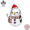 Pulseira Aifule original de prata de lei s925 com contas de boneco de neve fofo, contas de Natal coloridas com óleo escorrendo, acessórios