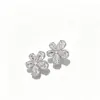 Pendientes de Flor de Zirconia Nuevos Transfronterizos Europeos y Americanos, de Moda, Frescos, Sencillos, Dulces, Lindos, Estilo Hada