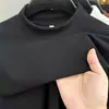 Camiseta de manga larga de terciopelo explosivo de doble cara para hombre, ropa interior térmica interior de otoño e invierno, cuello semi-alto, suéter básico para hombre