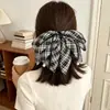 Elegante pinza para coleta de lazo a cuadros para mujer, elegante liga para el pelo, pinza para peinado semi-recogido, accesorio para el pelo moderno y casual