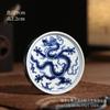 Conjunto de tampas de porcelana azul e branca Suporte para xícaras de chá sólido de cerâmica vintage vintage redonda Almofada de isolamento térmico anti-escaldante Mini suporte de tampa de panela