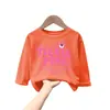 H2169# Camiseta de Algodão de Manga Longa para Meninos e Meninas Outono Nova Estilo Ocidental Casual Estampa de Desenho Animado Casual Algodão Top T