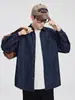 Ropa para Hombre Fengshe / Camisa de Mezclilla Casual Americana para Hombre Otoño/Invierno 2025 Ropa de Trabajo Vintage Estilo Francés Camisa Relajada de Manga Larga