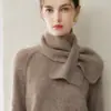 Bufanda pequeña para abrigar y decorar, nuevo modelo de otoño e invierno, 75% cachemira, 25% seda de morera, calentador de cuello cálido unisex de punto liso