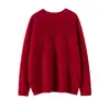 Cuello Redondo Cálido Puro de Punto de Manga Larga Nuevo Otoño e Invierno Cepillado Holgado Base de Punto de Cachemira para Mujer Grueso Pesado