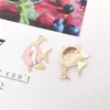 1 Accesorio de Joyería DIY Estilo Coreano Rosa de Aleación con Aretes de Esmalte, Llave de Flor, Colgante de Arete de Estrella de Mar
