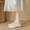 Sapatos Baixos Quadrados de Salto Bloco para Mulheres, Novo Estilo Verão e Outono 2026, Sapatos Planos Elegantes de Couro Macio com Franzidos Suaves para Mulheres