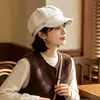 Gorra octogonal Melard de otoño e invierno para mujer, estilo newsboy, con logo metálico, boina vintage de pico de pato, gorra de pintor para adelgazar el rostro