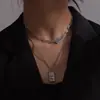 Colar Empilhado de Aço Titânio Dupla Camada Chuni Feminino Ins Design de Nicho Corrente de Suéter Tendência Acessórios Longos para Suéter