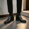 Aliexpress Inverno Novo Botas de Couro com Zíper Transfronteiriças Tamanho Grande Sapatos de Couro de Cano Alto Formais Casuais Botas Martin Botas Curtas Sapatos Masculinos