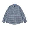 Camisa de manga larga a cuadros retro americana, corte casual y holgado, estilo primavera/otoño para hombre, inspirada en Japón, camisa a cuadros versátil con cuello de solapa