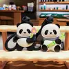Llavero de Panda de Cuero Genuino Lindo Dibujo Animado Flor Bambú Cuero Lujo Ligero Colgante para Bolso de Pareja Pequeño Regalo
