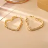 Pendientes de Aro Grandes Multicapa con Forma de Corazón de Estilo Europeo y Americano con un Ambiente de Alta Gama, Moderno, Romántico y Elegante, Pendientes de Botón Minimalistas
