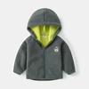Chaqueta con capucha deportiva de otoño para niño, monocromática, de dibujos animados, polar, chaqueta casual, camiseta de cuello redondo con cremallera para niños