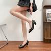 Estilo Celebridade da Internet Primavera Novo Moda Francesa Sapatos de Salto Alto para Mulheres, Saltos Grossos Elegantes Que São Confortáveis e Não Cansam, Sapatos Sociais de Boca Baixa