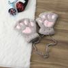 Guantes de Dibujos Animados de Medio Dedo para Mujer Invierno Lindo Guantes Extra-Dedo Gruesos Esponjosos Pata de Oso Medio Dedo Pata de Gato Guantes Transfronterizos