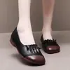 Zapatos de Madre de Suela Blanda 2026 Otoño Nuevo Estilo Cómodos Casuales de Cuero Zapatos Planos Retro para Mujer Mocasines de Retazos de Cuero Suave para Mujer