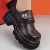 Outono de 2026 Novidades Altura Aumentada Petite Para Ir ao Trabalho Sapatos Loafer de Solado Grosso Bico Fechado Velcro Estilo Britânico Botas de Moda