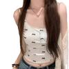 Camiseta Regular de Manga Curta com Ombro Normal Estilo Americano para Mulheres, Novo Estilo Verão 2026, Regata Camisola Quente Slim-Fit Versátil Sem Mangas