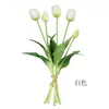 Goma Suave Ramo de 5 Tallos Tulipanes Decoración de Mesa para el Hogar Boda Ramo de Novia Tulipanes de Tacto Artificiales