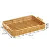 Plato de Fruta de Mimbre Sintético, Cesta de Pan Estilo Japonés Tejida a Mano, Cesta para Pan al Vapor, Cesta de Almacenamiento para el Hogar en la Sala de Estar, Bandeja de Mimbre con Doble Asa