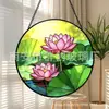 Colgante de Cristal de Color Flor de Loto Hoja Verde Adorno de Cristal Colgante para el Hogar Decoración de Ventana Atrapasoles para el Jardín
