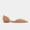 Zapatos Planos de Hebilla Cuadrada Hueca de RV de Gama Alta Modelo 2026 Puntera Cuadrada Hebilla Dorada Sandalias Caladas Zapato Único Mocasines de Punta Cerrada Charol
