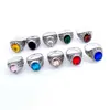 Nuevo Anillo de Vidrio de Colores Atmósfera Exagerada de Comercio Exterior Índice Dedo Joya de Cristal Exportado a Europa y América Joyería Antigua de Plata Retro