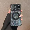 Adecuado para iPhone 16 Pro, soporte magnético 360 con patrón dorado, funda protectora anticaídas para Apple 17 Pro Max