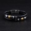 Pulsera de Cuero Trenzado de Doble Capa para Hombre de Cuero Negro Más Vendida de Comercio Electrónico Transfronterizo Joyería al Por Mayor Pulsera Hecha a Mano con Hebilla Magnética