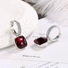 Estilo Europeo y Americano Diamante Completo Geométrico Cuadrado Hebilla de Oreja Aretes de Circonita Elegantes de Lujo Ligero Simples para Mujer
