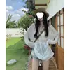 Kimono fino de punto blanco calado estilo playero para mujer, prenda exterior de primavera con un diseño único de cuello en V y un distintivo top transparente