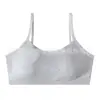 Ropa interior para estudiantes para mujer, estilo coreano, con almohadilla fija en el pecho, tirante anti-rozaduras, top corto tipo chaleco de doble capa que envuelve el pecho, ropa interior de algodón