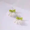Elegantes y con Estilo Pendientes de Botón de Flor de Perla con Goteo de Aceite, Moda de Lujo Ligero, Pendientes Simples y Versátiles, Únicos Dulces Accesorios para Orejas de Gama Alta