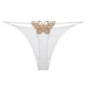 Tanga sexy de doble capa con tiras finas y mariposas bordadas, bikini sexy de cintura baja, ropa interior de algodón para mujer, pantalones T, comercio exterior transfronterizo
