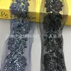 Renda bordada pesada com fundo de rede Huwei, renda com flores e pérolas de 8CM de largura, acessórios decorativos para gola de chapéu