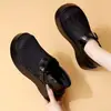 Sapatos Mary Jane de Tela Femininos 2026 Verão Novo Estilo Tira Única Raso Salto Grosso Vazado Tela Transparente Mocassins