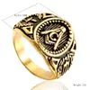 Ebay Anillo de titanio y acero europeo y americano joyería para hombre al por mayor acero inoxidable Anillo masónico G una generación