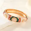 Nuevo producto: Pulsera Abierta Estilo Étnico Esmalte Cloisonné de Pekín Antiguo, Joyería Hecha a Mano con Goteo de Aceite, Accesorio Vintage