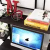 Mesa de Escritorio para Computadora con Impresora Integrada 70 cm de Largo Escritorio Casi Pequeño Puede Soportar Dos Estantes Micro Estrecho