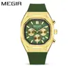 Nuevo Reloj MEGIR para Hombre Multifuncional Cronógrafo Calendario Cuadrado Moda Deporte para Hombres 2215