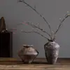 Olla de Cerámica Estilo Silencioso Jarrón Estilo Retro Zen Sala de Té Mesa de Comedor Adornos Cerámica Antigua Arte Hogar de Huéspedes Arreglo de Flores Hidropónico Porcelana