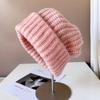 Gorro de lana con gradiente de colores Dopamina para mujer, gorro de punto cálido para invierno, gorro de punto artístico elegante con volantes, gorro de moda