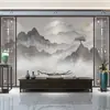 Nuevo papel tapiz de pintura abstracta con tinta china para estudio, sala de té, dormitorio, fondo de pared, concepto artístico, paisaje, caja, tela mural