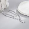 Collar de plata de doble capa apilado para mujer, colgante cuadrado de marca, cadena de clavícula, nuevo, moderno, ligero, de lujo, nicho, accesorios avanzados para el cuello.